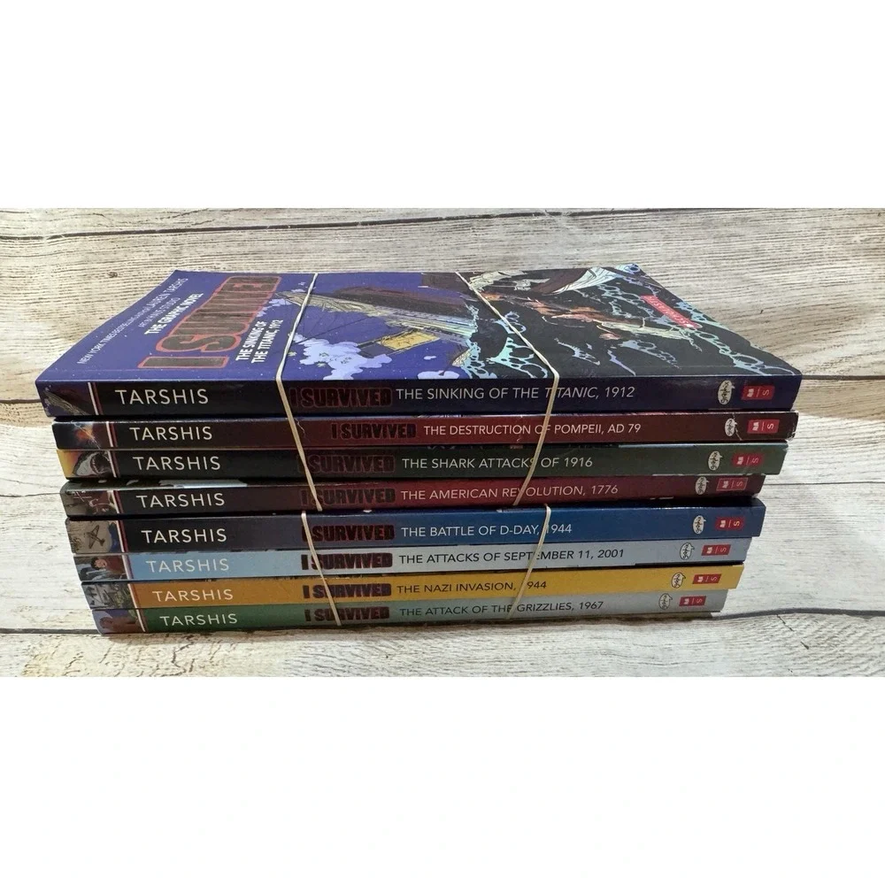 Lot of 8 I Survived Graphic Novels Comic Style Titanic Pompeii 9/11 Shark Attack